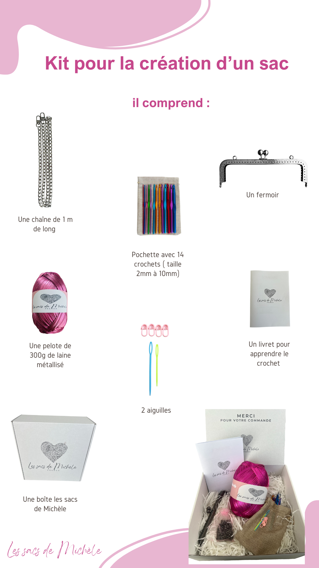 Kit création sac - chaîne et fermoir Argenté