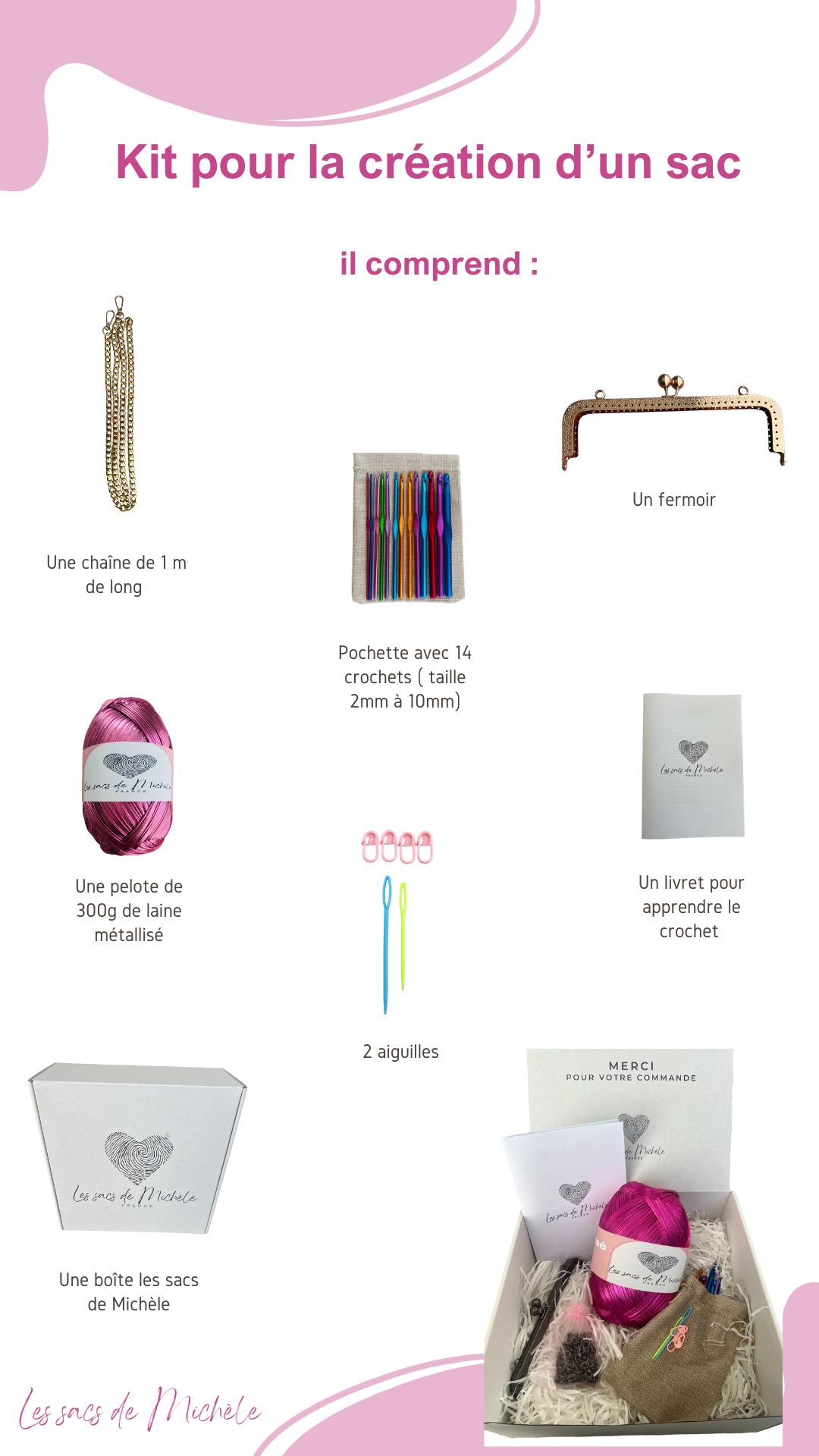 Kit création sac - chaîne et fermoir doré